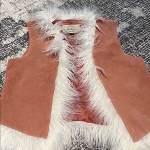 FREE PEOPLE NEW Understated leather with faux Fur Trimmed Vest